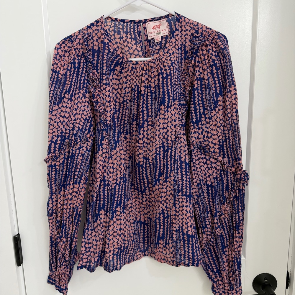 Banjanan Pink and Blue Patterned Blouse
